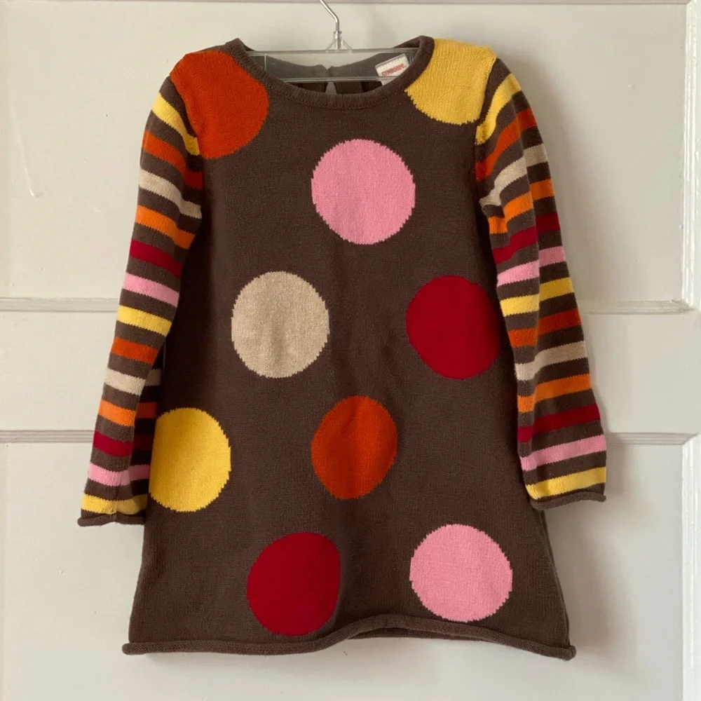 Gymboree Sweater Dress Polka Sot Brown Size 4T